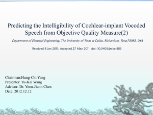 Predicting the Intelligibility of Cochlear-implant Vocoded Speech from Objective Quality Measure(2)