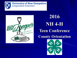 2016 NH 4-H Teen Conference County Orientation