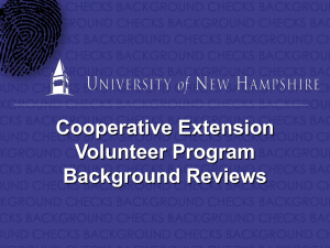 Cooperative Extension Volunteer Program Background Reviews •