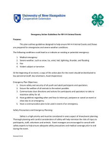 This plan outlines guidelines designed to help ensure NH 4-H... are prepared for emergencies and severe weather conditions.