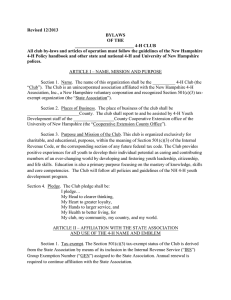 Revised 12/2013 BYLAWS OF THE __________________________ 4-H CLUB