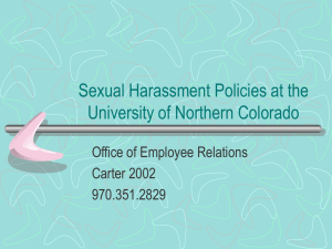 Sexual Harassment Policies at the University of Northern Colorado Carter 2002