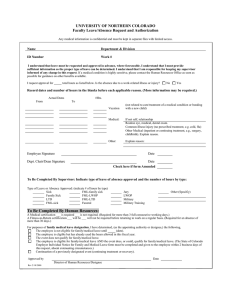 UNIVERSITY OF NORTHERN COLORADO Faculty Leave/Absence Request and Authorization