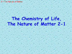The Chemistry of Life, The Nature of Matter 2-1