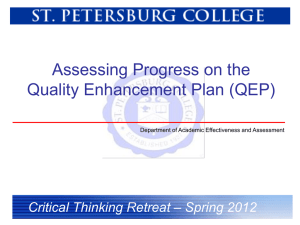Assessing Progress on the Quality Enhancement Plan (QEP) – Spring 2012