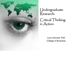 Undergraduate Research: Critical Thinking in Action