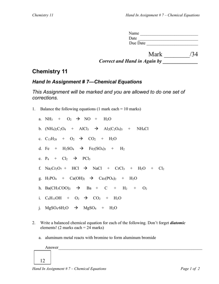 chemistry 11 hand in assignment #7