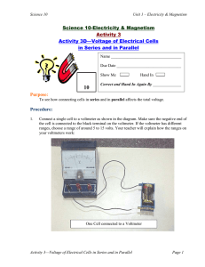 10 Science 10-Electricity &amp; Magnetism Activity 3 Activity 3D—Voltage of Electrical Cells