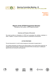 Steering Committee Meeting - III Report of the GTOS Programme Director