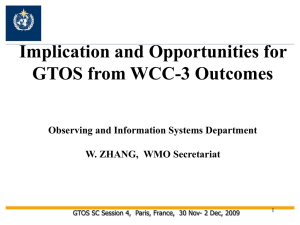 Implication and Opportunities for GTOS from WCC-3 Outcomes