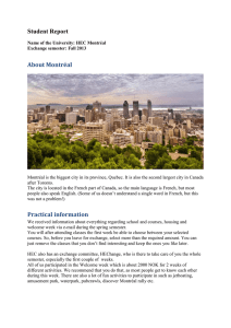 Student Report About Montréal