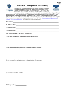 Multi-PI/PD Management Plan  (RSP128) RSP128