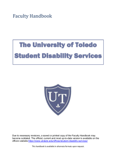 The University of Toledo Student Disability Services Faculty Handbook