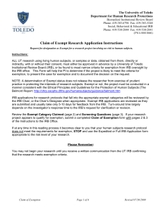 The University of Toledo Department for Human Research Protections