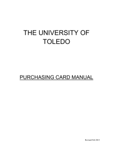 THE UNIVERSITY OF TOLEDO PURCHASING CARD MANUAL