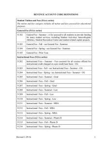 51102 General Fee - Summer - A fee assessed to all... for  many  student  services,  including ...