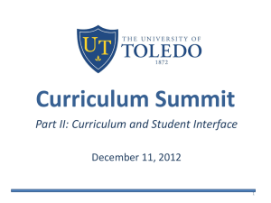 Curriculum Summit Part II: Curriculum and Student Interface December 11, 2012 1