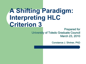 A Shifting Paradigm: Interpreting HLC Criterion 3 Prepared for