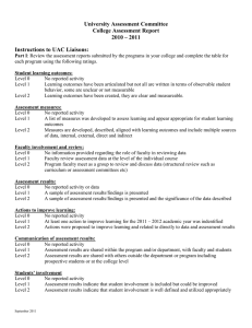 University Assessment Committee College Assessment Report 2010 – 2011 Instructions to UAC Liaisons: