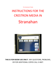 Stranahan INSTRUCTIONS FOR THE CRESTRON MEDIA IN