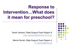 Response to Intervention…What does it mean for preschool?