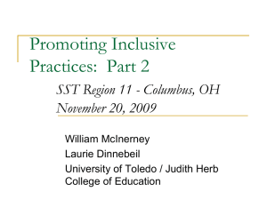 Promoting Inclusive Practices:  Part 2 SST Region 11 - Columbus, OH