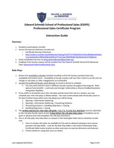 Edward Schmidt School of Professional Sales (ESSPS) Professional Sales Certificate Program