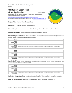 UT Student Green Fund Grant Application