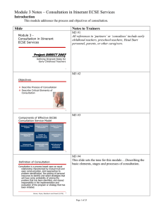 Module 3 Notes – Consultation in Itinerant ECSE Services Introduction Slide
