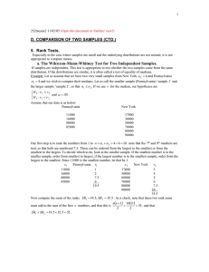 D. COMPARISON OF TWO SAMPLES (CTD.) 5.  Rank Tests.