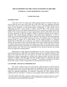 THE SLOWDOWN OF THE CUBAN ECONOMY IN 2001-2003: