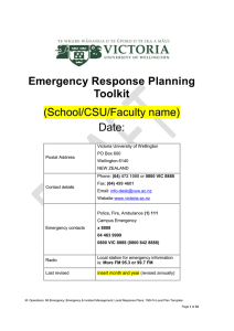 Emergency Response Planning Toolkit (School/CSU/Faculty name)