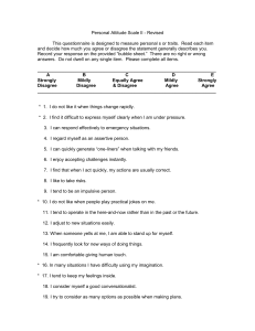 Personal Attitude Scale II - Revised Questionnaire
