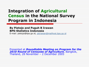 Integration of in the National Survey Program in Indonesia Agricultural