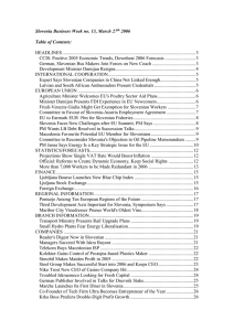 Slovenia Business Week no. 13, March 27 2006  Table of Contents: