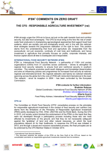 IFSN COMMENTS ON ZERO DRAFT THE CFS - RESPONSIBLE AGRICULTURE INVESTMENT (rai)