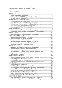 Slovenia Business Week no. 03, January 15 2007  Table of Contents: