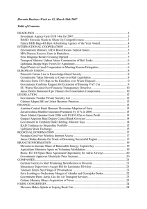 Slovenia Business Week no 12, March 26th 2007  Table of Contents: