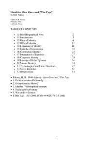 Identities: How Governed, Who Pays? TABLE OF CONTENTS