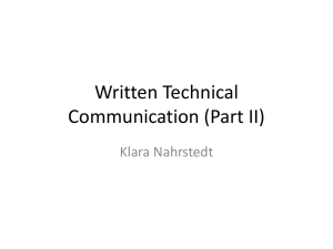 Written Technical Communication (Part II) Klara Nahrstedt