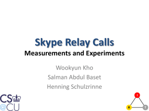 Skype Relay Calls Measurements and Experiments Wookyun Kho Salman Abdul Baset