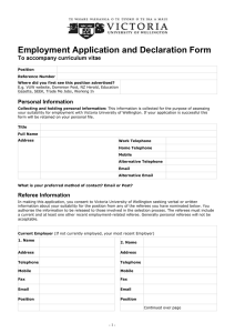 Employment Application and Declaration Form To accompany curriculum vitae Personal Information