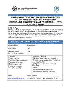 SUSTAINABLE FOOD SYSTEMS PROGRAMME OF THE 10-YEAR FRAMEWORK OF PROGRAMMES ON