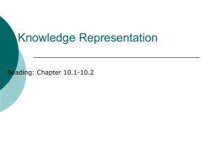 Knowledge Representation Reading: Chapter 10.1-10.2