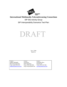 DRAFT International Multimedia Teleconferencing Consortium SIP SIG Activity Group