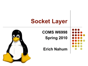 Socket Layer COMS W6998 Spring 2010 Erich Nahum