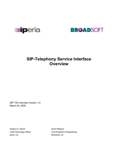 SIP-Telephony Service Interface Overview  SIP-TSI Overview Version 1.0