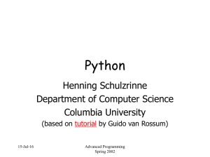 Python Henning Schulzrinne Department of Computer Science Columbia University