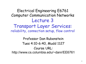 Lecture 3 Transport Layer Services: Electrical Engineering E6761 Computer Communication Networks