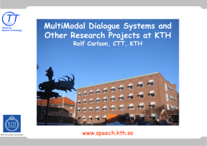 MultiModal Dialogue Systems and Other Research Projects at KTH www.speech.kth.se